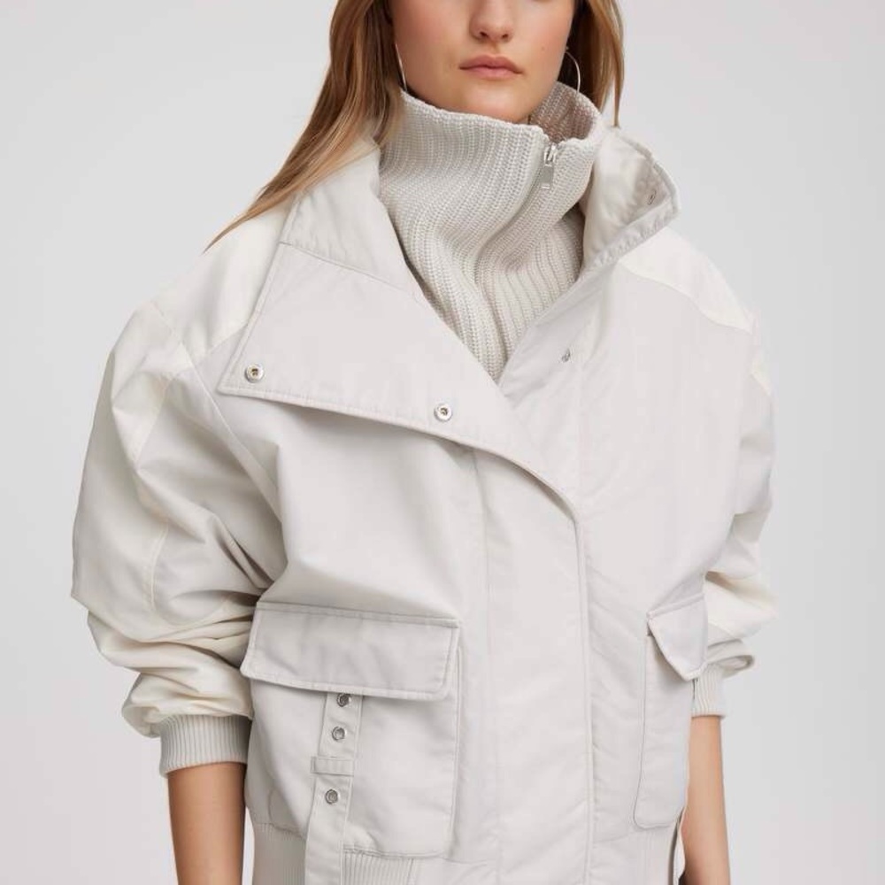 Cream Bomber Jacket with Adjustable Straps
Brand New! Never been worn.